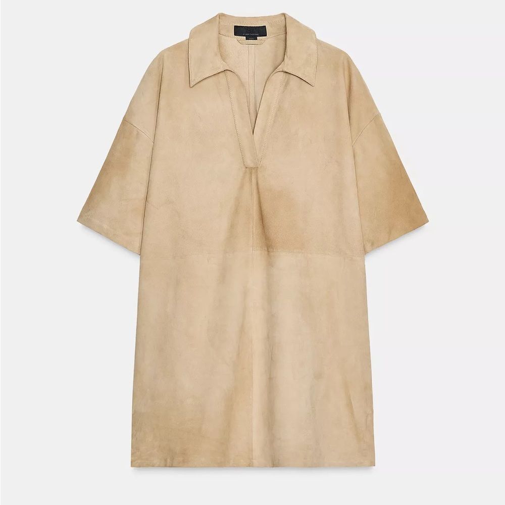 ZARA 100% SUEDE LEATHER DRESS ZW COLLECTION LIMITED EDITION - Picture 4 of 6